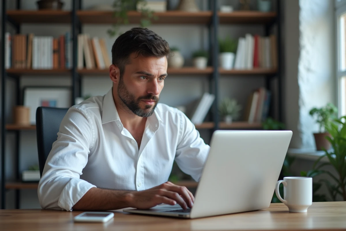 Analyste comparant les tarifs et fonctionnalités de plateformes d'intelligence artificielle sur ordinateur portable et tablette