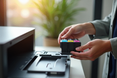 Insertion de cartouches Canon C570XL et C571XL dans une imprimante moderne