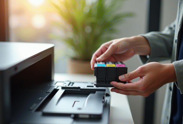 Insertion de cartouches Canon C570XL et C571XL dans une imprimante moderne