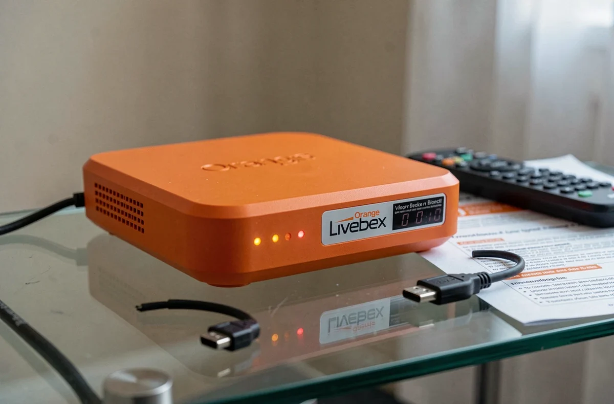 Décodeur TV Orange avec voyant d'erreur allumé et câble HDMI déconnecté pour résoudre le code L11-06