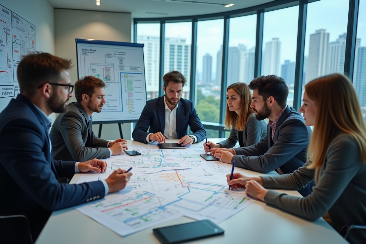 Equipe IT diverse collaborant autour d une table