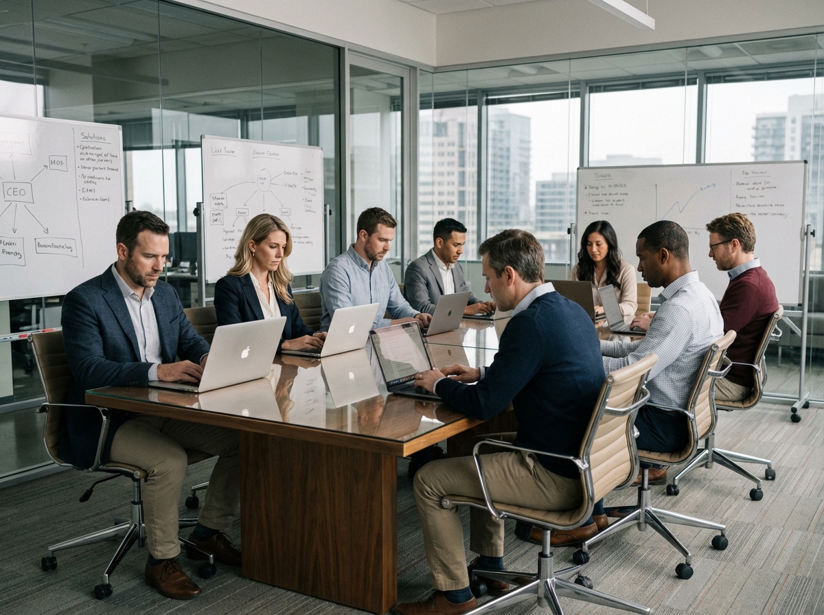 Groupe diversifie de professionnels en réunion d'affaires