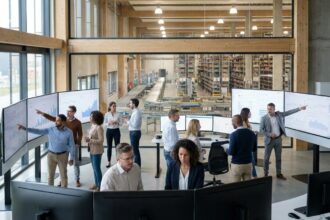 Équipes pilotant la finance et la chaîne logistique avec un ERP