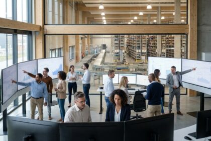 Équipes pilotant la finance et la chaîne logistique avec un ERP