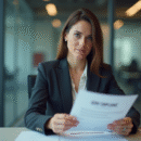 Femme d'affaires en réunion avec document GDPR