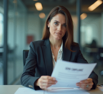 Femme d'affaires en réunion avec document GDPR