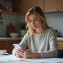 Femme d'affaires concentrée à la maison