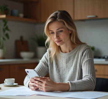 Femme d'affaires concentrée à la maison