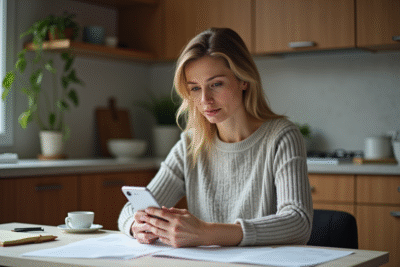Femme d'affaires concentrée à la maison