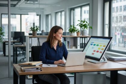Femme d affaires concentrée dans un bureau moderne