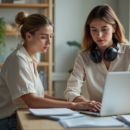 Jeune femme en télétravail dans un bureau lumineux