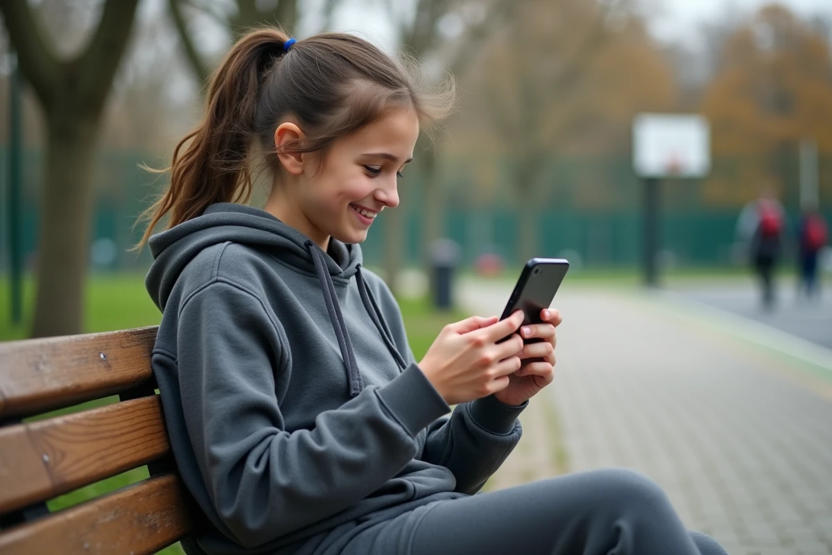 Adolescente jouant en extérieur dans un parc urbain