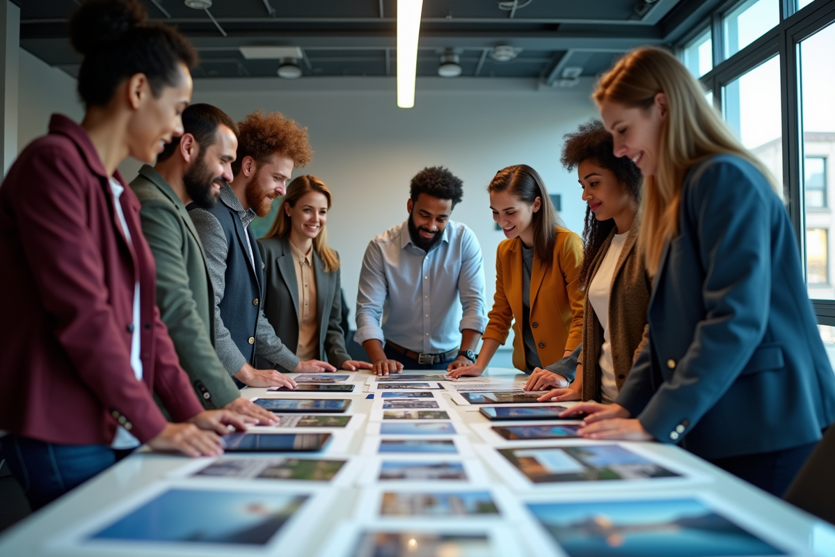 Groupe diversifié discutant autour d