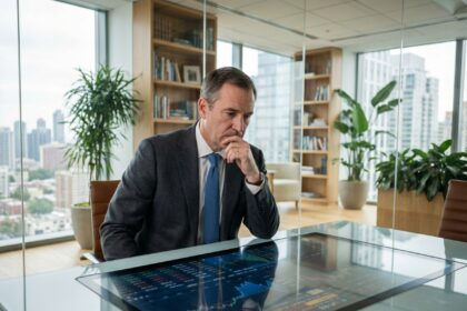 Homme d'affaires en réunion avec rapport digital