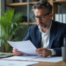 Homme d'affaires en réunion d'audit informatique