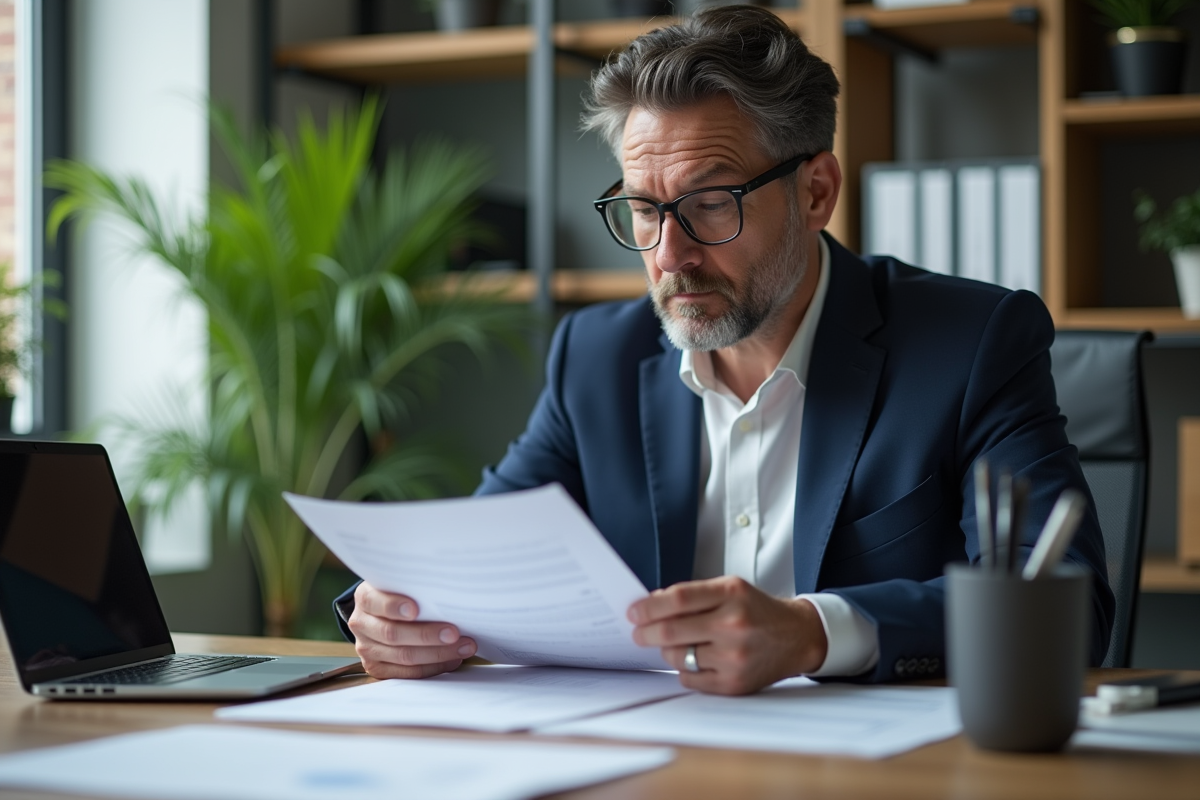 Homme d'affaires en réunion d'audit informatique