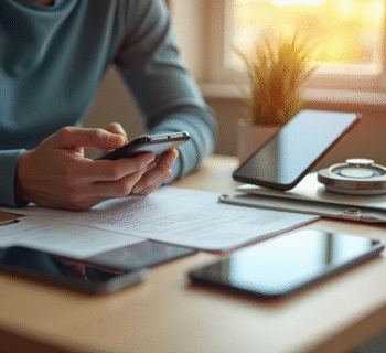 Personne comparant smartphones et notes pour plan mobile