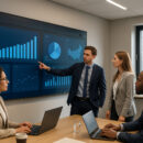 Salle de réunion moderne avec écran digital et diffuseur d'aromes