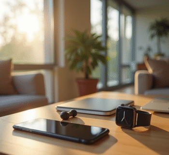 Salon moderne avec gadgets technologiques modernes