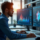 Spécialiste en sécurité informatique analysant des graphiques de protection