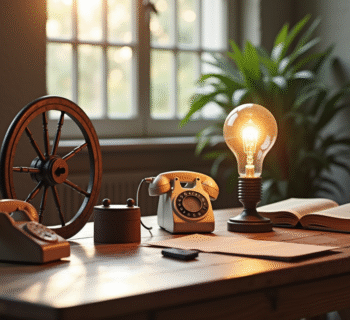 Tableau d'inventions emblématiques de l'histoire avec lumière naturelle