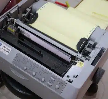 white and gray printer on white table